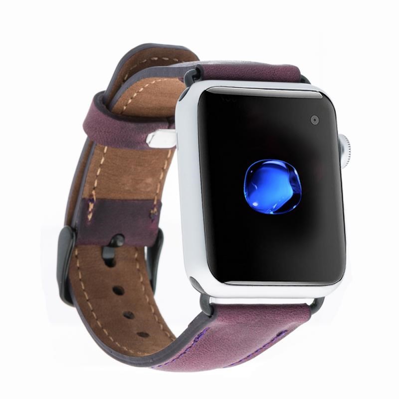 Akıllı Saatler Apple Watch Uyumlu Deri Kordon 38-40-41mm G7 Mor Satın Al