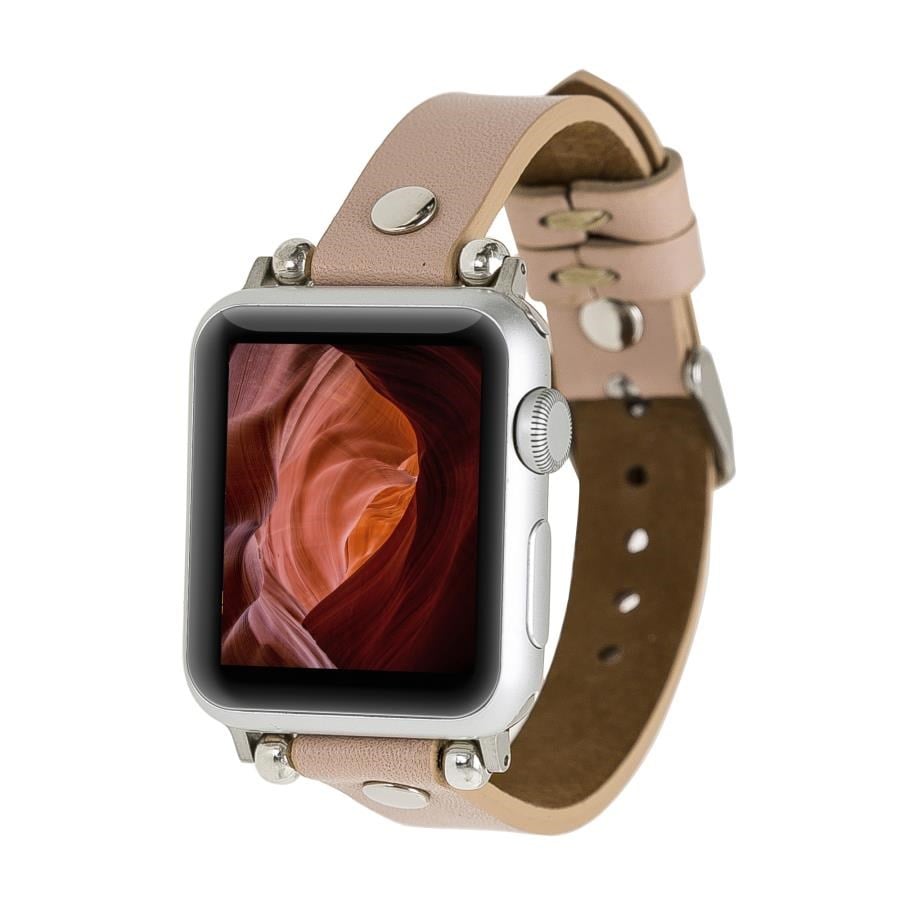 Akıllı Saatler Apple Watch Uyumlu Deri Kordon 38-40-41mm ST NU1 Pembe Satın Al