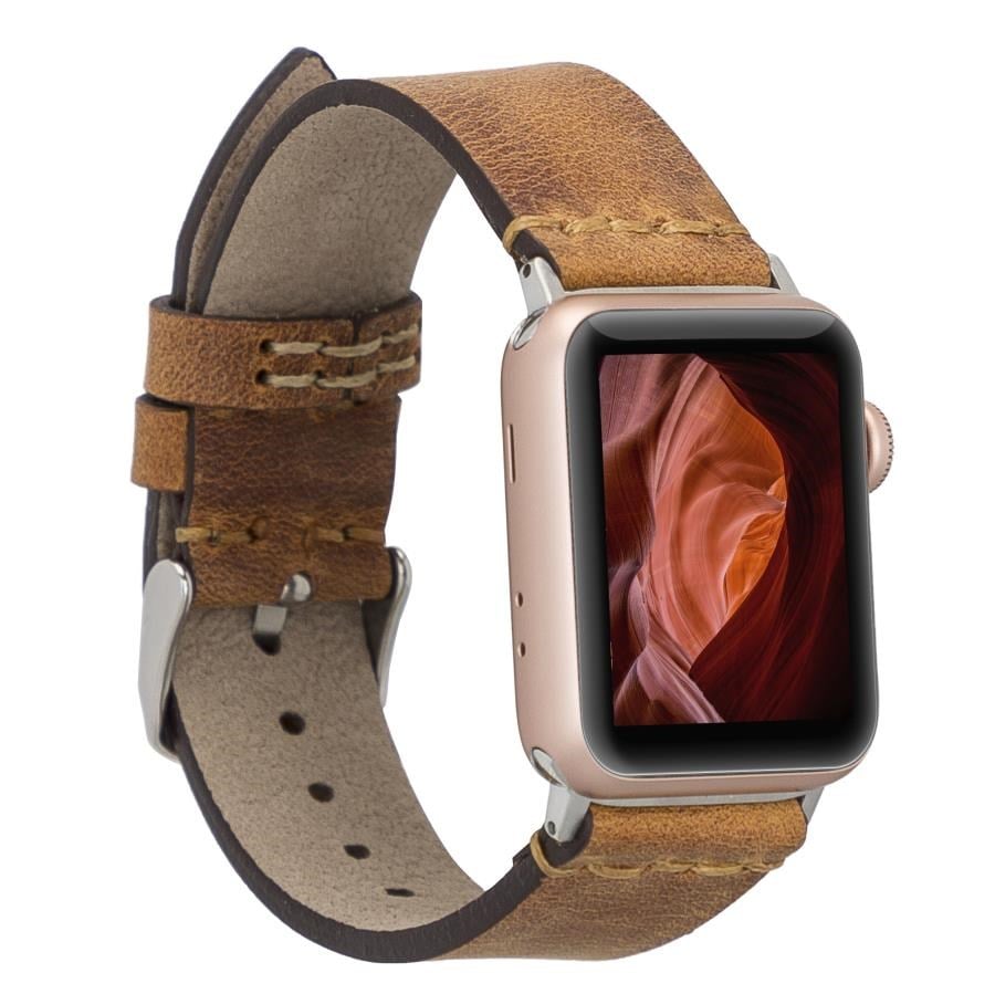 Akıllı Saatler Apple Watch Uyumlu Deri Kordon 38-40-41mm G19-BA7 Taba Satın Al