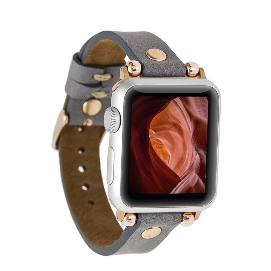 Akıllı Saatler Apple Watch Uyumlu Deri Kordon 38-40-41mm GT RST9 Gri Satın Al