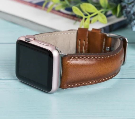 Akıllı Saatler Apple Watch Uyumlu Deri Kordon 38-40-41mm RTST2EF Taba Satın Al