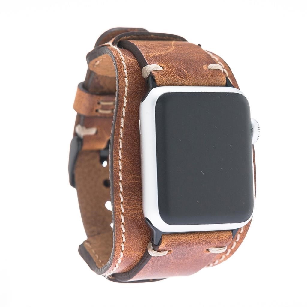 Akıllı Saatler Apple Watch Uyumlu Deri Kordon 42-44-45mm Cuff V18 Satın Al