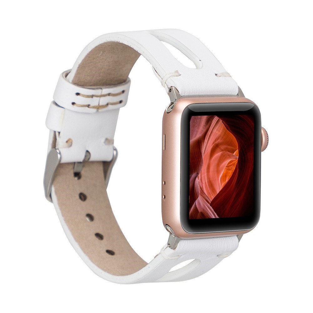 Akıllı Saatler Apple Watch Uyumlu Deri Kordon BA2 42-44-45mm F3 Beyaz Satın Al