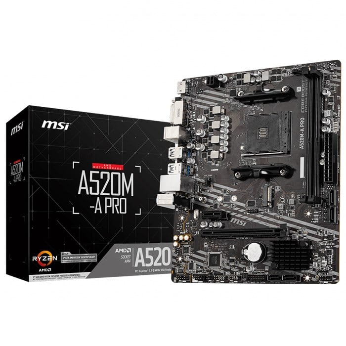 Anakartlar Msi A520M-A PRO AMD A520 Soket AM4 DDR4 4600(OC)MHz mATX Gaming Anakart Satın Al
