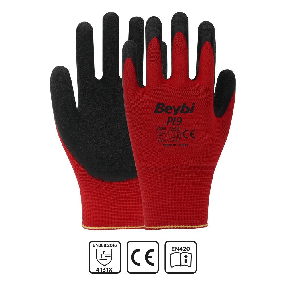 BEYBİ NİTRİL POLY PI9 10BEDEN KIRMIZI SİYAH İŞ ELD