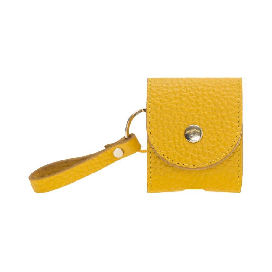 Bluetooth Kulaklıklar Apple AirPods 2.nesil Uyumlu Deri Kılıf Mai Snap FL12 Sarı Satın Al