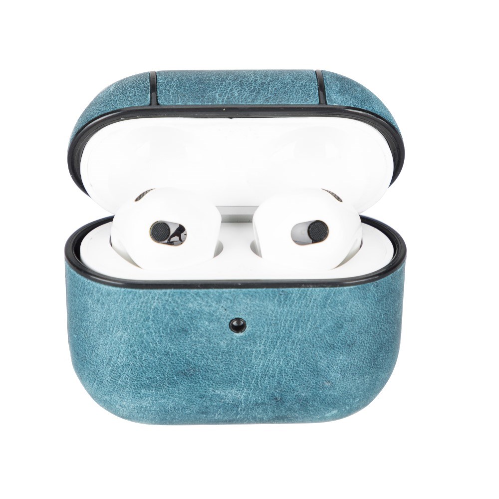 Bluetooth Kulaklıklar Apple AirPods 3.nesil Uyumlu Deri Kılıf Juni AA32 Mavi Satın Al