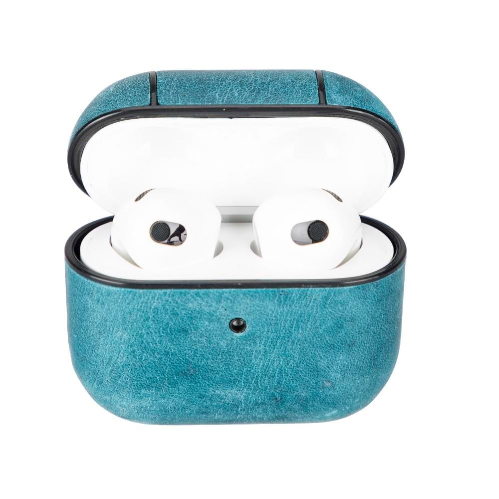 Bluetooth Kulaklıklar Apple AirPods 3.nesil Uyumlu Deri Kılıf Juni AA32 Mavi Satın Al