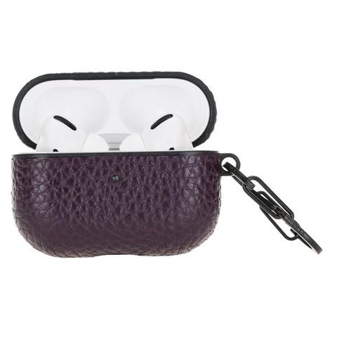 Bluetooth Kulaklıklar Apple AirPods Pro Uyumlu Deri Kılıf Juni ERC13 Mor Satın Al