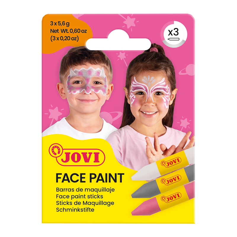 Boyama Ürünleri JOVI 175FA YÜZ BOYASI STİK KALEM 5,6GR PEMBE-GÜMÜŞ-BEYAZ - 3'LÜ Satın Al