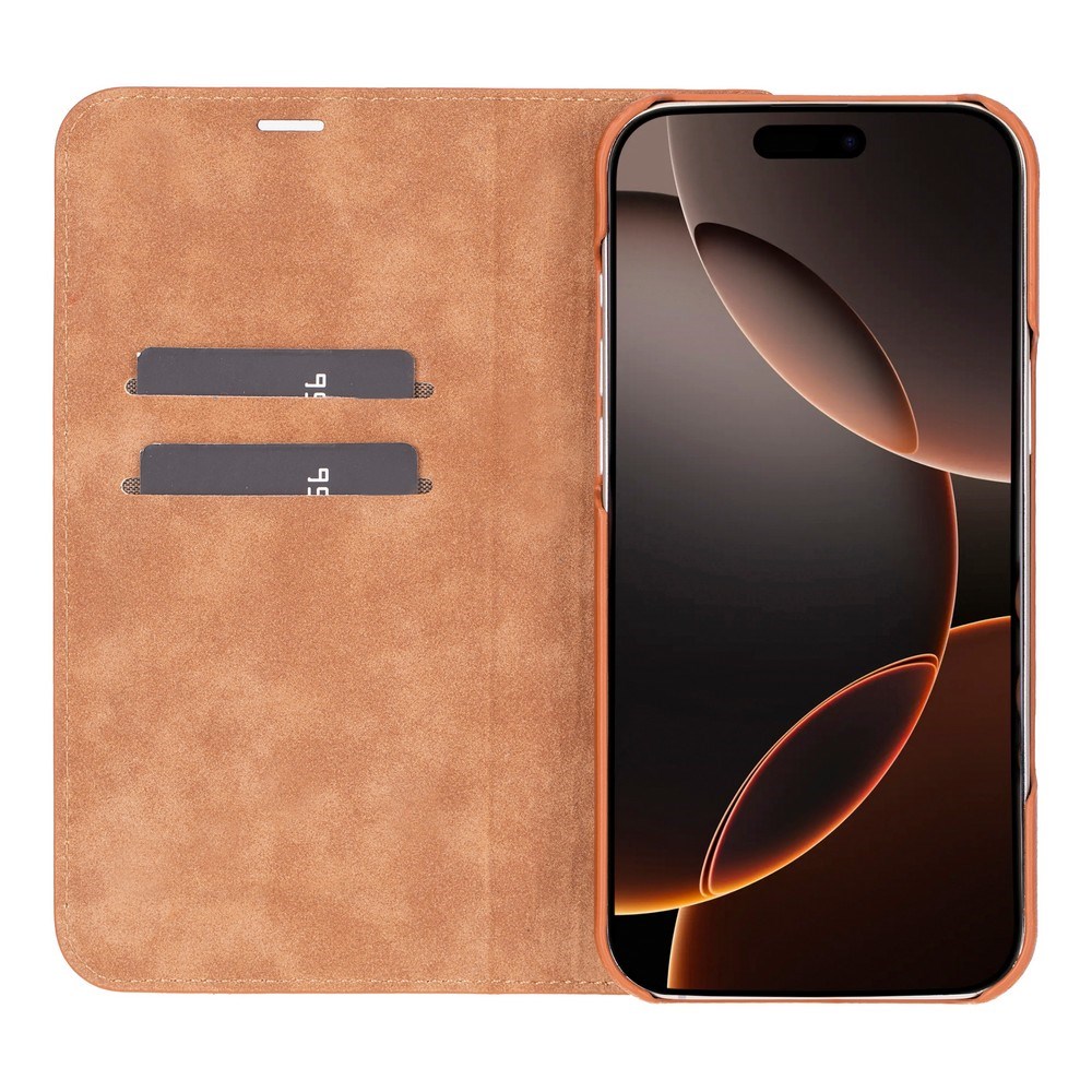 Cep Telefonu Aksesuarları Apple iPhone 16 Pro Max uyumlu, Hakiki Deri, El Yapımı, Cüzdanlı Kılıf, Gölgeli Taba Satın Al