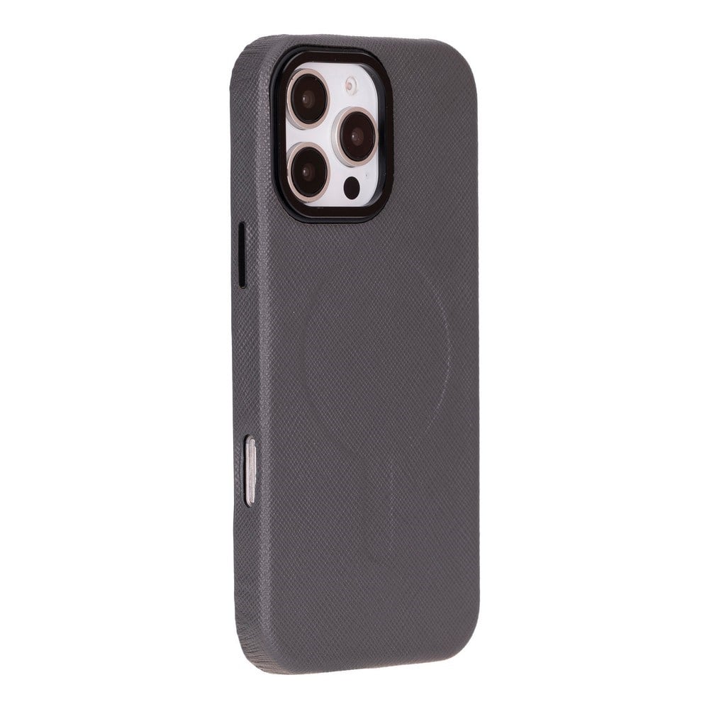 Cep Telefonu Aksesuarları Apple iPhone 16 Pro Max uyumlu, Hakiki Deri, El Yapımı Kılıf, Gri Satın Al