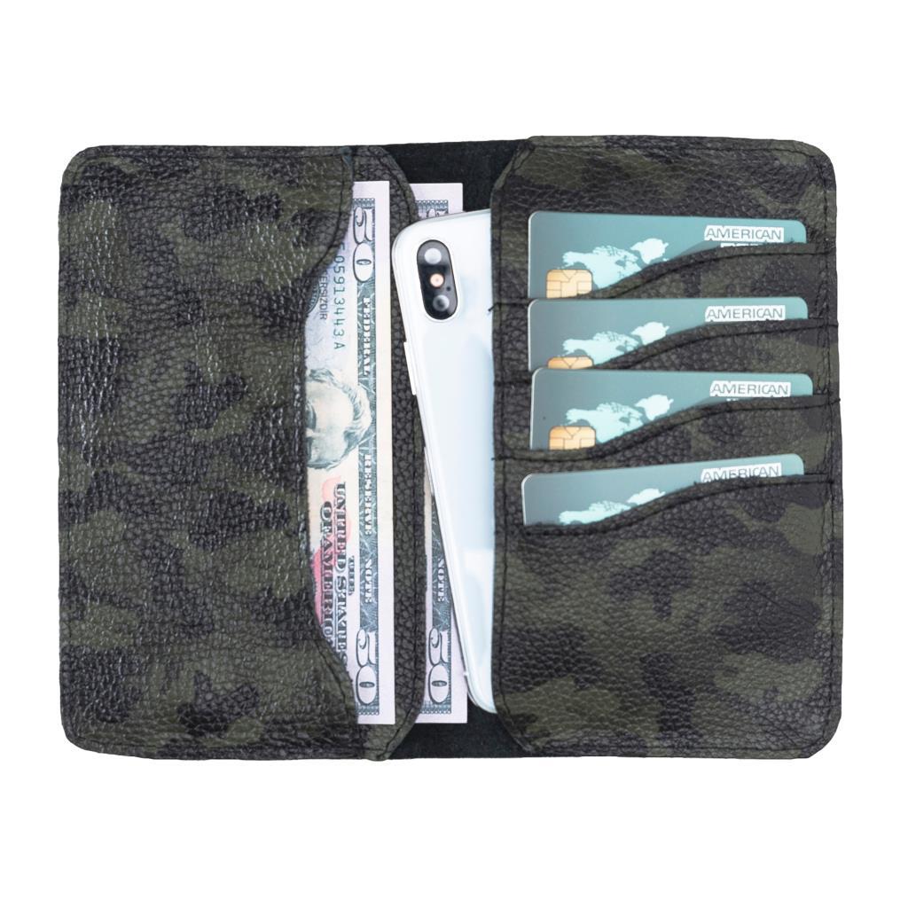 Cep Telefonu Aksesuarları Leony 6.1 inch Uyumlu Deri Kartlıklı Kılıf Kamuflaj Yeşil Satın Al