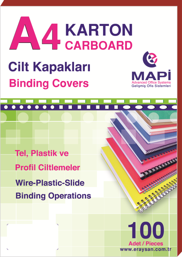 Cilt Kapakları MAPİ A4 KARTON KAPAK 250 GR. BORDO 100 LÜ Satın Al
