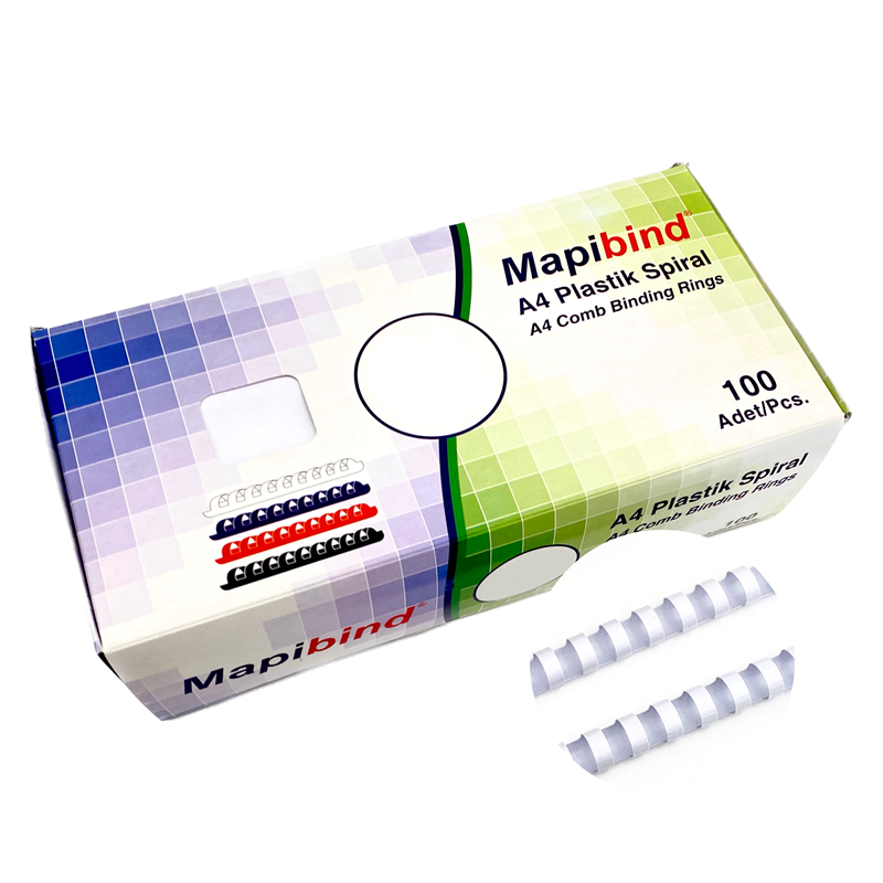 Cilt Kapakları MAPİBİND 14MM PLASTİK SPİRAL BEYAZ 100 AD. Satın Al