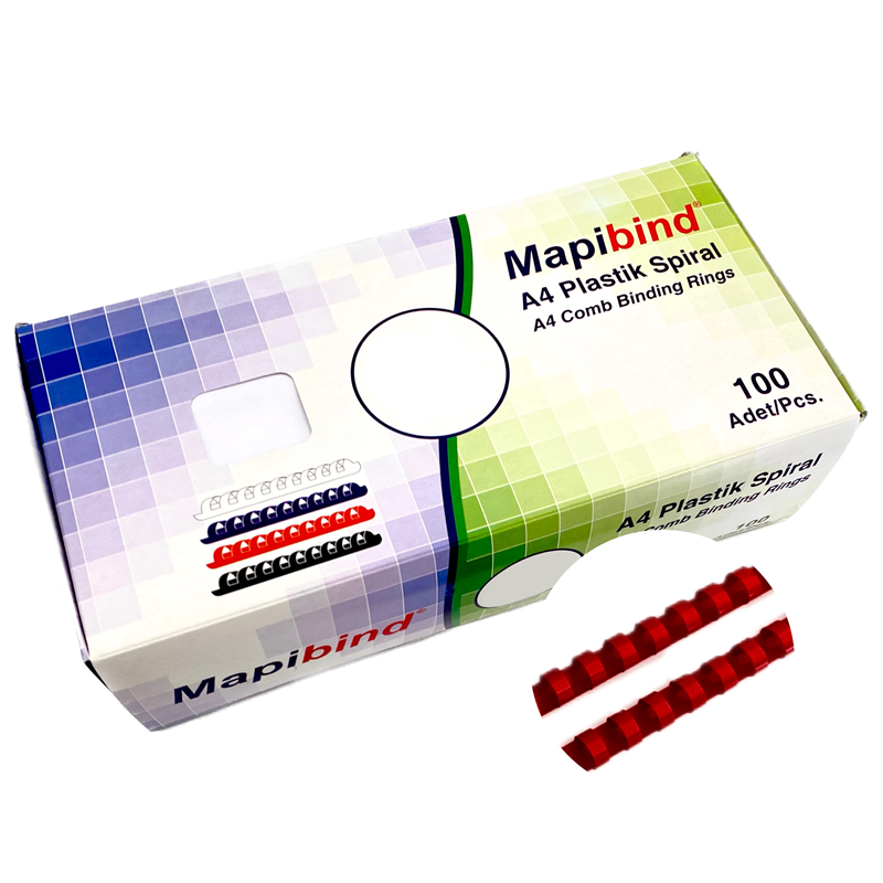 Cilt Kapakları MAPİBİND 14MM PLASTİK SPİRAL KIRMIZI 100 AD. Satın Al