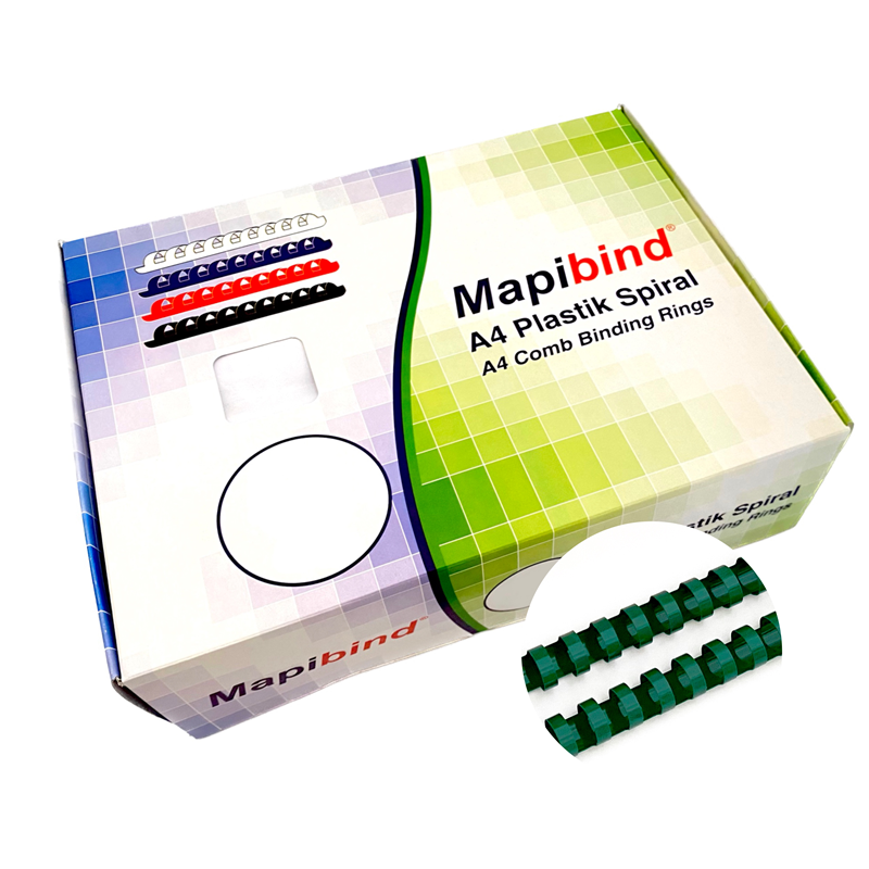 Cilt Kapakları MAPİBİND 18MM PLASTİK SPİRAL YEŞİL 100 AD. Satın Al