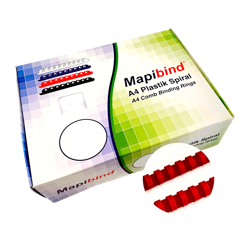 Cilt Kapakları MAPİBİND 19MM PLASTİK SPİRAL KIRMIZI 100 AD. Satın Al