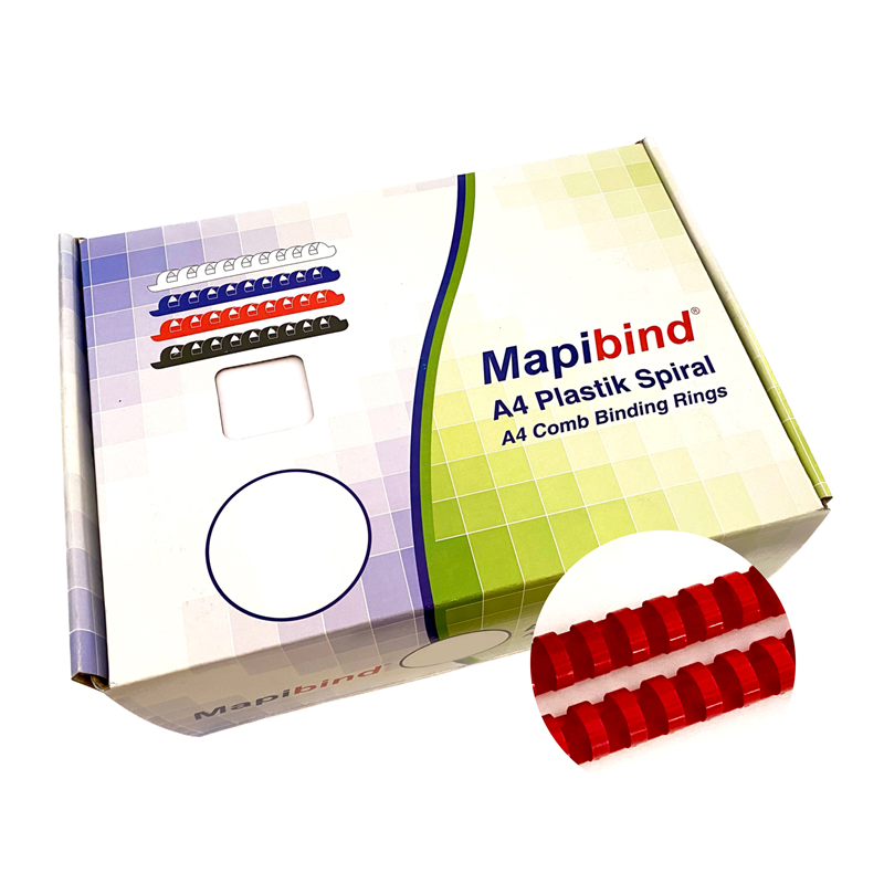 Cilt Kapakları MAPİBİND 22MM PLASTİK SPİRAL KIRMIZI 100 AD. Satın Al