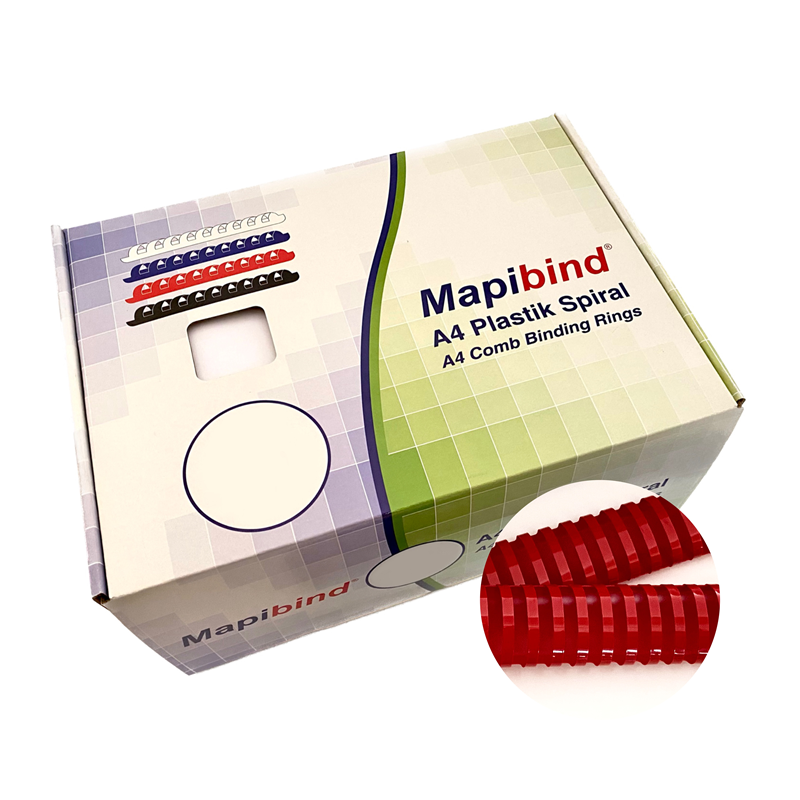 Cilt Kapakları MAPİBİND 51MM PLASTİK SPİRAL KIRMIZI 50 AD. Satın Al