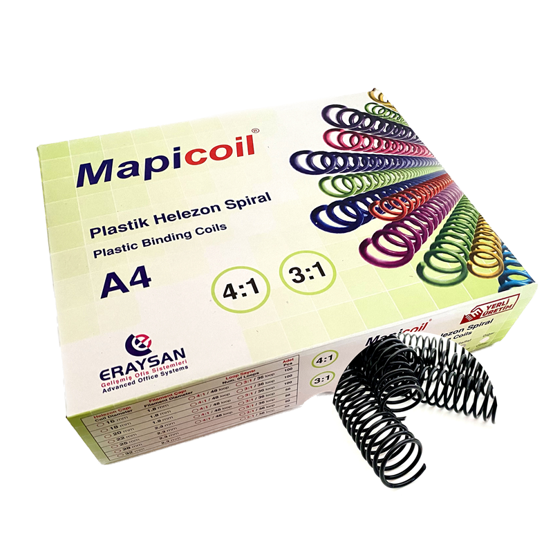 Cilt Kapakları MAPİCOİL 3:1 PLASTİK HELEZON SPİRAL 18MM SİYAH 100 AD. 36 LOP Satın Al