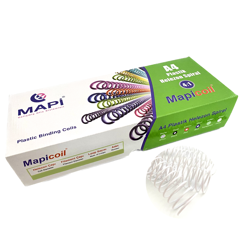 Cilt Kapakları MAPİCOİL 4:1 PLASTİK HELEZON SPİRAL 6MM BEYAZ 200 AD. 48 LOP Satın Al