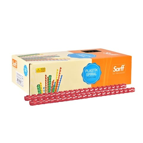 Cilt Kapakları Sarff 10mm.KIRMIZI DELUX Plastik Spiral 100  Adet Satın Al
