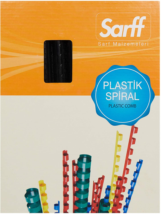 Cilt Kapakları Sarff 16mm.SİYAH DELUX Plastik Spiral 100  Adet Satın Al