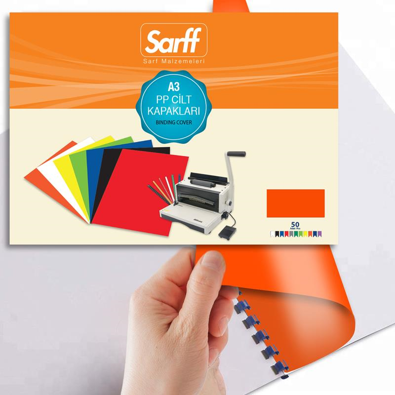 Cilt Kapakları Sarff 450 Micron A3 OPAK TURUNCU PP KAPAK 50 li Paket Satın Al