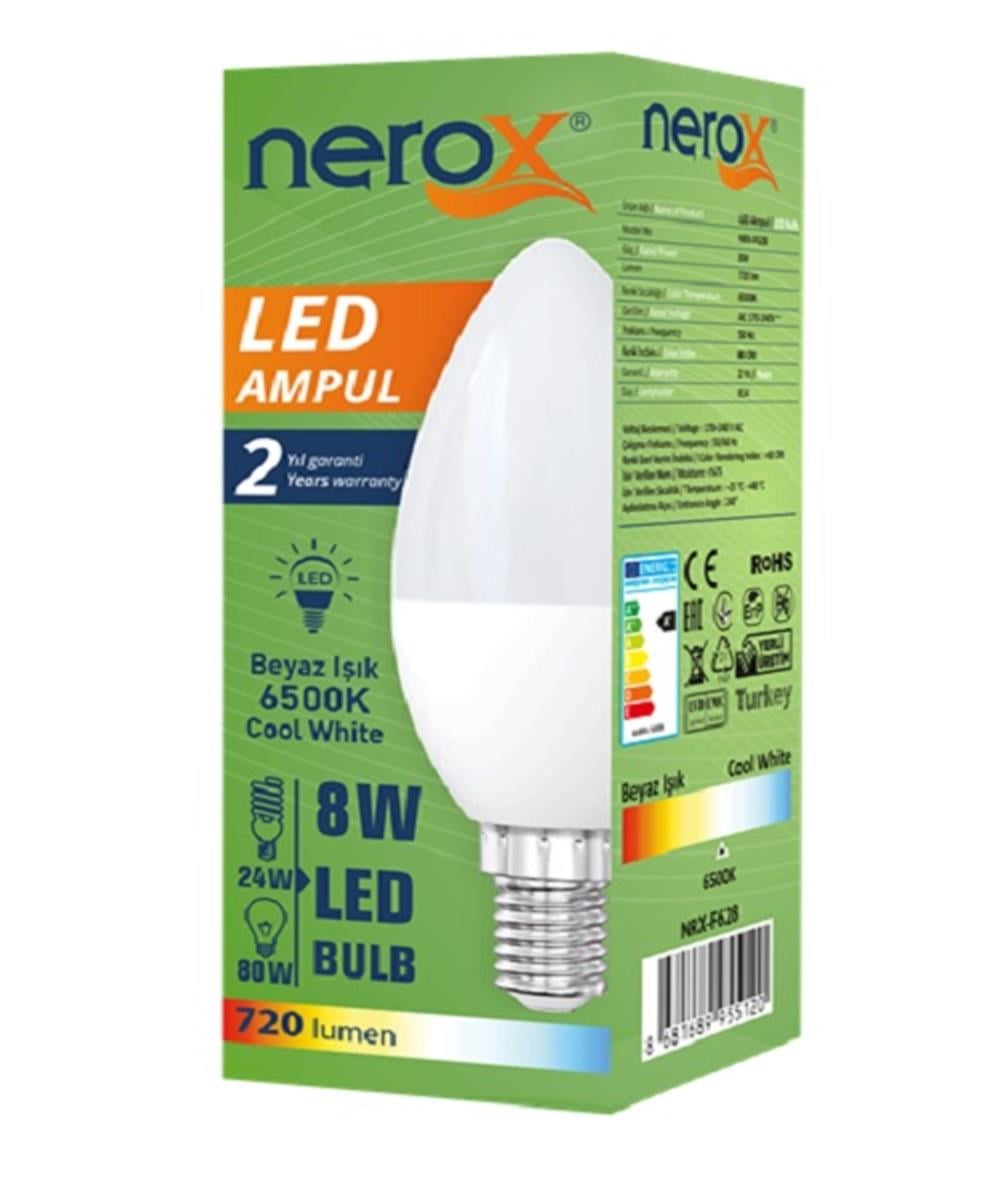 Elektrik ve Aydınlatma Ürünleri Nerox Led Ampül Buji 8W Beyaz E14 Satın Al