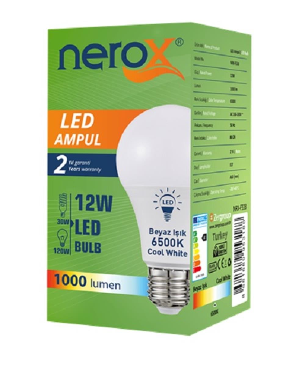 Elektrik ve Aydınlatma Ürünleri Nerox Led Ampül A60 12W Beyaz E27 Satın Al