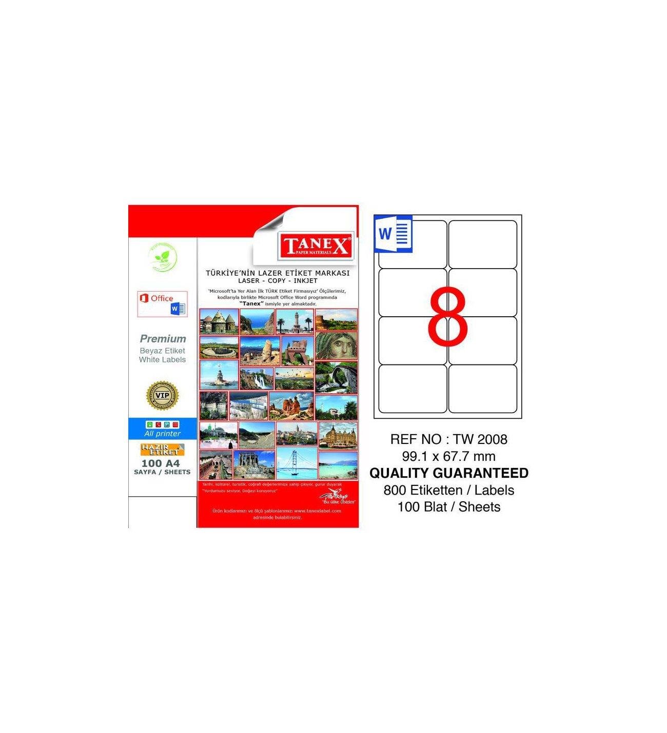 Etiketler Tanex Tw-2008 Beyaz Sevkiyat ve Lojistik Etiketi 99.1 x 67.7 mm Satın Al