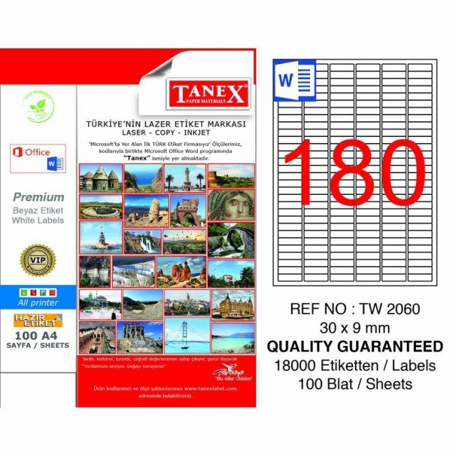 Etiketler Tanex Tw-2060 Beyaz Etiket 30 mm x 9 mm Satın Al