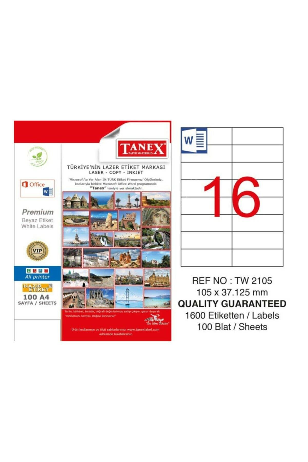Etiketler Tanex Tw-2105 Beyaz Adresleme ve Postalama Etiketi 105 mm x 37.125 mm Satın Al