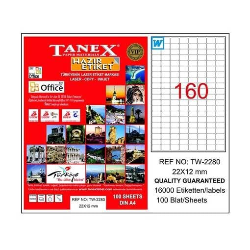 Etiketler Tanex Tw-2280 Beyaz Etiket 22 mm x 12 mm Satın Al