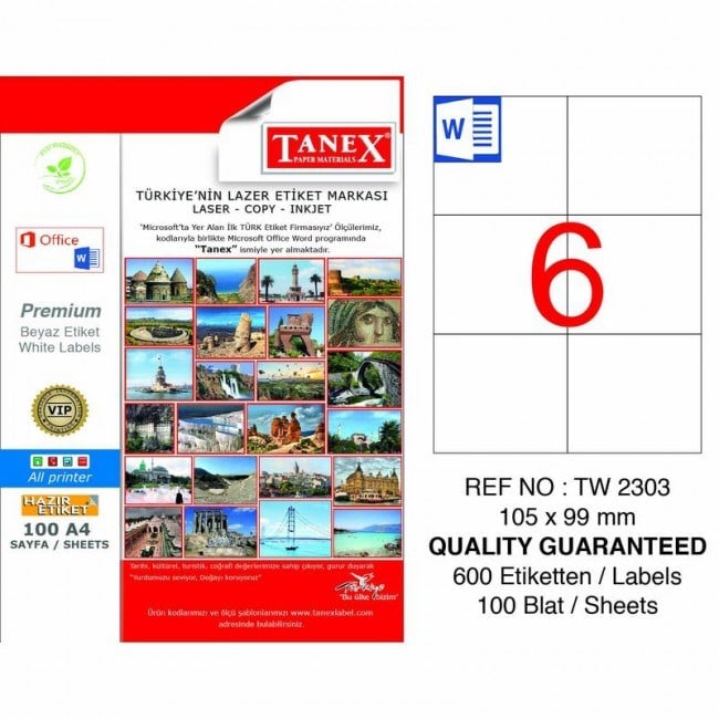 Etiketler Tanex Tw-2303 Beyaz Sevkiyat ve Lojistik Etiketi 105 mm x 99 mm Satın Al