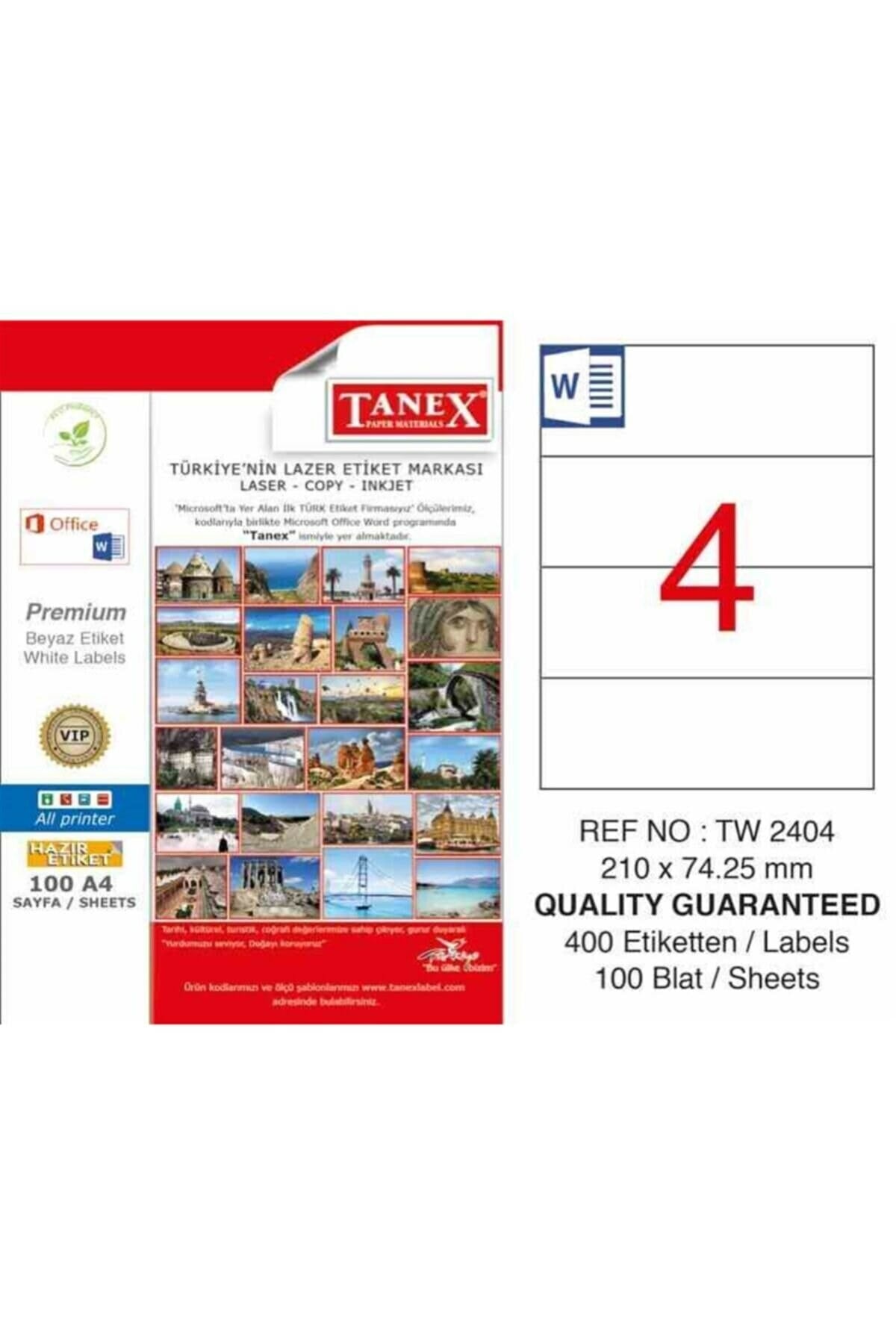 Etiketler Tanex Tw-2404 Lazer Etiket 210 mm x 74,25 mm Satın Al