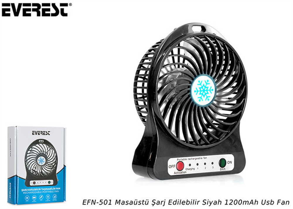 EVEREST EFN-501 MASAÜSTÜ ŞARJ EDİLEBİLİR SİYAH