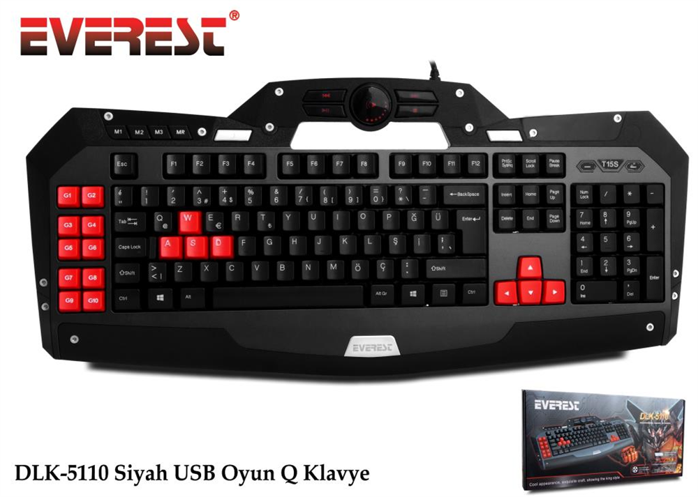 EVEREST RAMPAGE DLK-5110 SİYAH Q USB KABLOLU