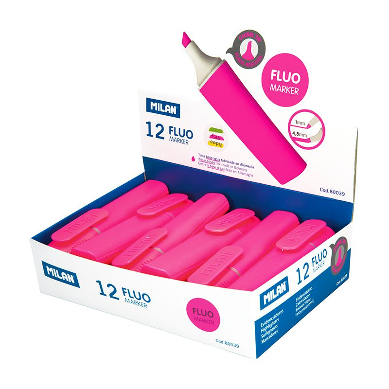 Fosforlu Kalemler MILAN 80039 FLUO FOSFORLU KALEM PEMBE - 12 Lİ Satın Al