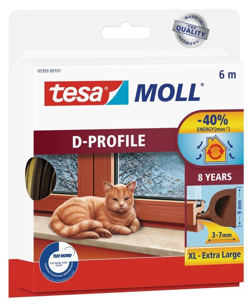 Genel Hırdavat Ürünleri Tesamoll D Profil Kapı Pencere İzolasyon Profili Kahve 9 mm x 6 m  Satın Al