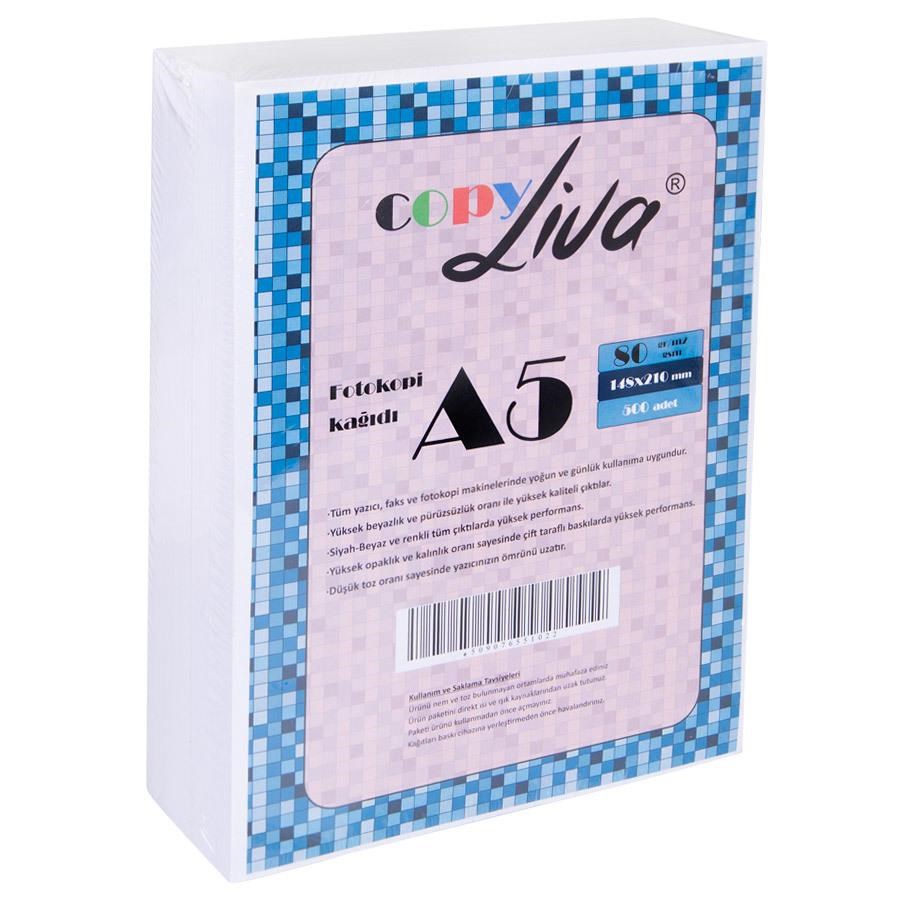 Gramajlı Fotokopi Kağıtları Liva Copy A5 Fotokopi Kağıdı 80Gr 2 Paket 1000 Syf A4'Ün Yarısıdır Satın Al