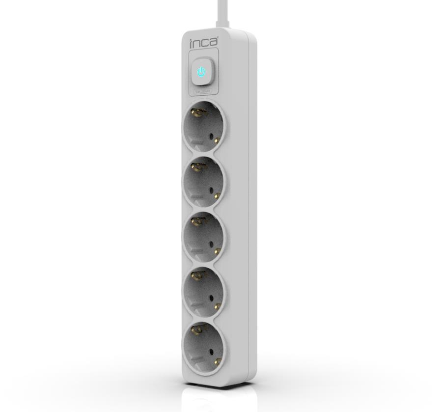 Grup Priz ve Uzatma Kabloları INCA IPW-44GB 5li Akım Korumalı Led Tuşlu Priz 1,5M Beyaz Satın Al