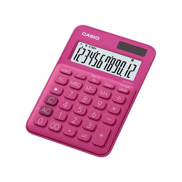 Hesap Makineleri Casio MS-20UC-RD 12 Hane Koyu Pembe Masa Üstü Hesap Makinesi Satın Al