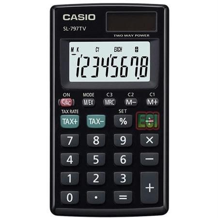 Hesap Makineleri Casio SL-797TV-BK 8 Hane Siyah Cep Tipi Hesap Makinesi Satın Al