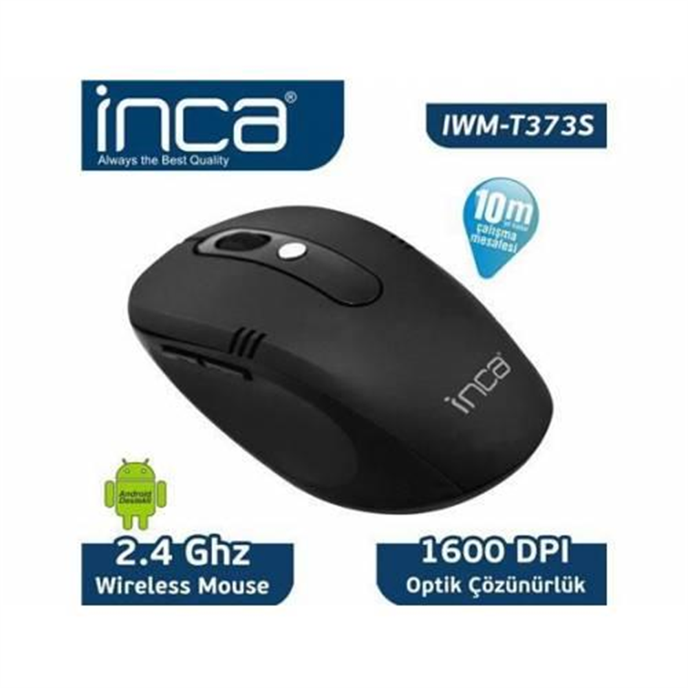 INCA IWM-T373S  2.4Ghz- 1600 Dpi Kablosuz Nano Alıcılı Siyah Mouse