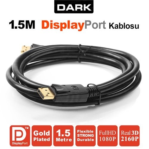 Kablolar ve Adaptörler Dark DK-CB-DPL150 Display Erkek To Display Erkek 1,5MT Satın Al
