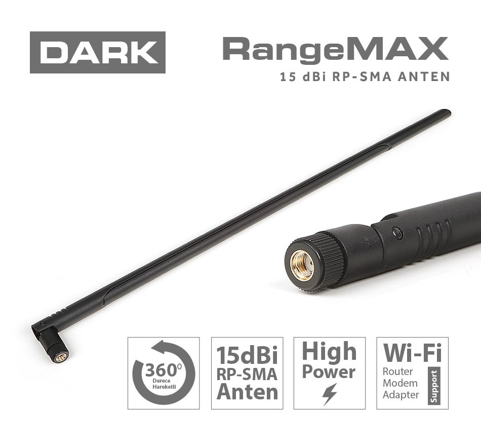 Kablolar ve Adaptörler Dark DK-NT-WA15 15 dBi SMA Omni Wireless Anten Satın Al