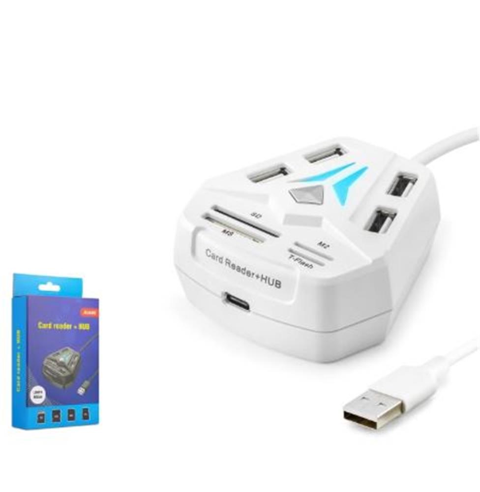 Kablolar ve Adaptörler HADRON A068W USB Combo Hub Kart Okuyucu 8 Port Beyaz Satın Al