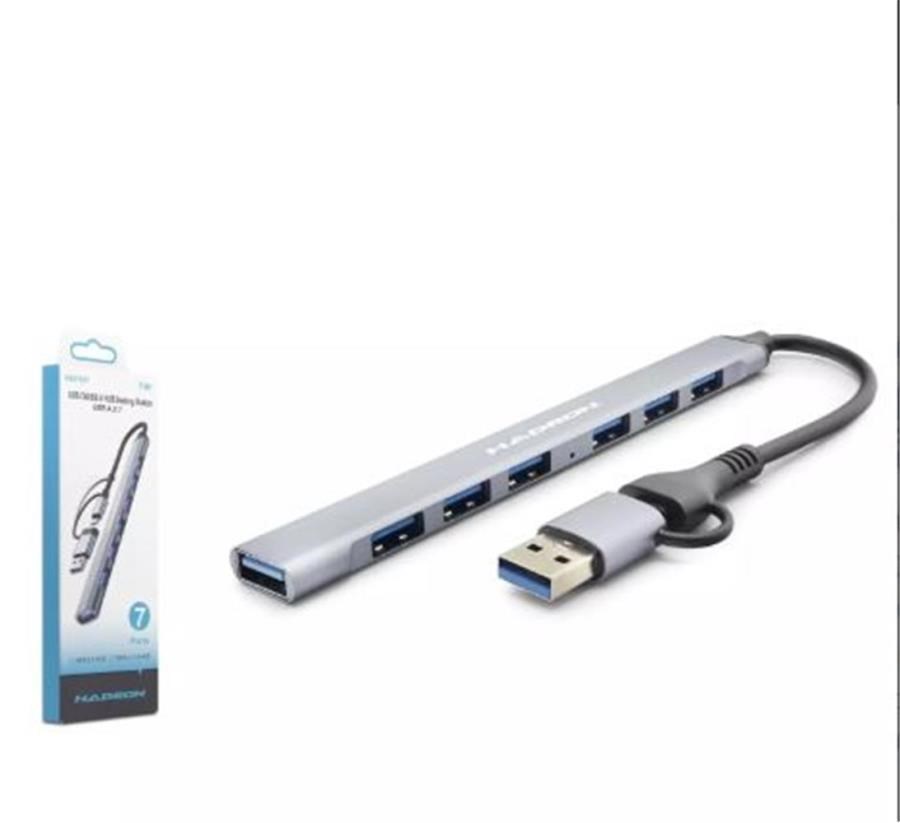 Kablolar ve Adaptörler Hadron Hdx7857 Usb + Type-C Hub 7In1 1-Usb3.0 6-Usb2.0 Gri Satın Al
